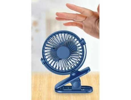 Mini Ventilador Clip recargable USB de escritorio Rotación ajustable de 350 grados-Azul