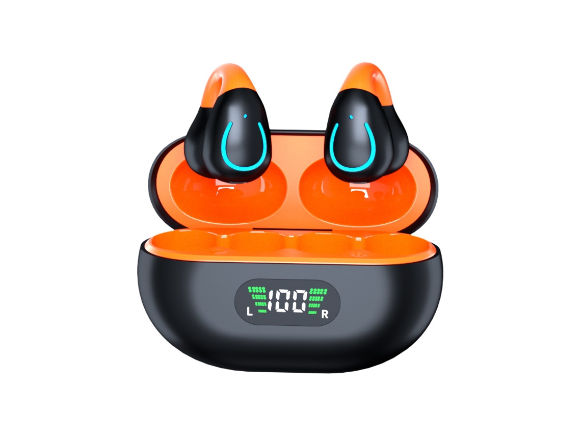 Auriculares Bluetooth Con Clip Yuysan Q71, Deportivos, Inalámbricos, De Conducción Ósea, Color Negro Y Naranja