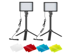 2 Kits De Iluminación Portátiles Para Fotografía, Regulables A 5600k Mediante Usb, Con 66 Led, Trípodes Ajustables Y Filtros De Color.