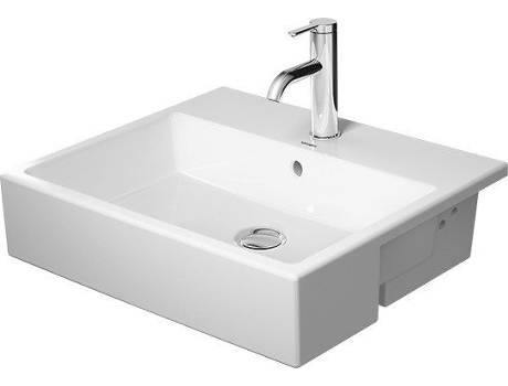 Lavabo semiempotrado DURAVIT Vero Air 55x47cm, con rebosadero, con banco con agujero para grifo, sin agujero para grifo, para instalación en consolas