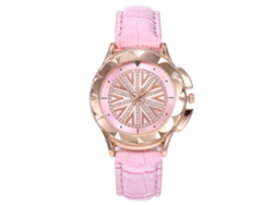 Reloj De Pulsera Vansvar Para Mujer En Piel Sintética Con Estampado Floral Y Esfera De Cuarzo Rosa.