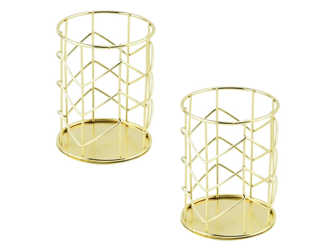 Organizador alambre recipiente pinceles beige (18x8x5cm) Kofihety