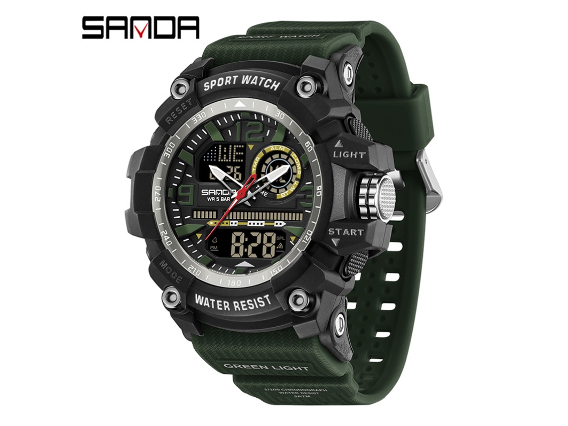 Reloj Electrónico Despertador Multifuncional, Moderno, Luminoso, Resistente Al Agua Y A Los Golpes (verde Militar)