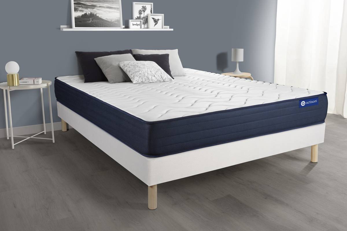 Conjunto de Somier Blanco + Colchón ACTISOM Actiflex Life (150x200 cm - Muelles Ensacados)