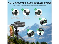 Telescopio monocular de alta potencia 80x100 HD (2024), nuevo, con adaptador para smartphone y trípode, para adultos, con prisma Bak 4 y visión de Gusshious.