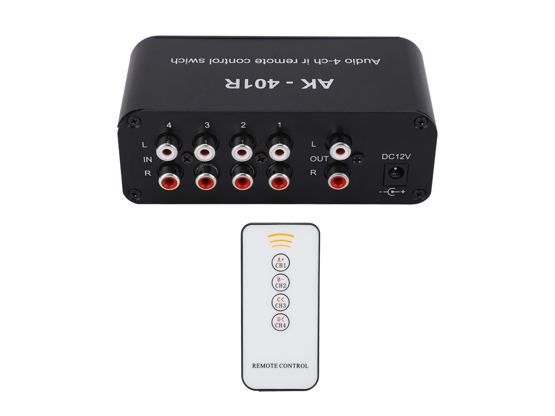 Conmutador De Audio Con 1 Entrada Y 4 Salidas, 12 V Cc, Selector De Señal Rca Con Mando A Distancia.