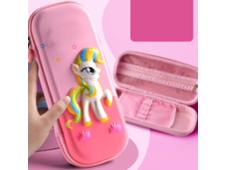 Estuche De Lápices Infantil Eva 2 Capas Unicornio Rosa Grande Capacidad Niños Niñas