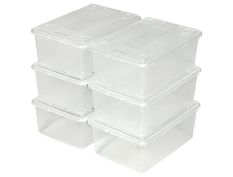 Pack de 2 Conjuntos de 6 Cajas de Almacenamiento TECTAKE (33 x 23 x 12 cm - Plástico - Transparente)