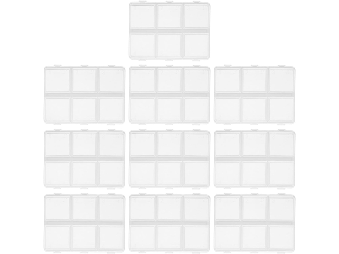 Organizadora Plástico 10 Cuentas 6 Compartimentos Ajustables Fácil Identificación Almacenamiento Práctico
