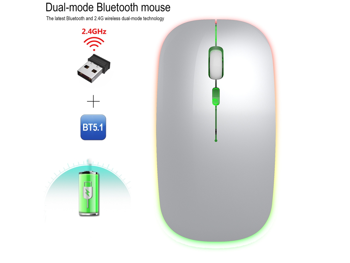 Ratón inalámbrico Bluetooth Yuysan M40 de modo dual 2.4G, luminoso y silencioso, con carga, versión blanca