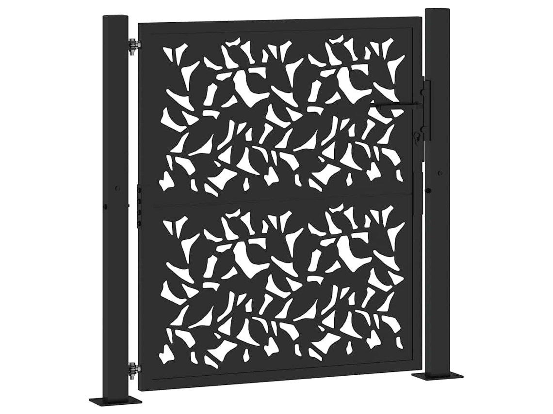 Puerta De Jardín Vidaxl Negro Acero Autopatinable (105 X 105 Cm)