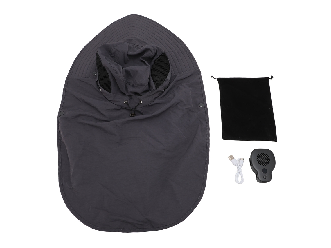 Chapéu De Sol Com Ventilador Uv Proteção Facial E Cervical Transpiravel Ajustável Para Homens E Mulheres