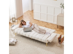 Sofá Cama Plegable Moderno 2 Plazas - Con Función De Cama, Con Patas Auxiliares, Tela De Terciopelo - Beige