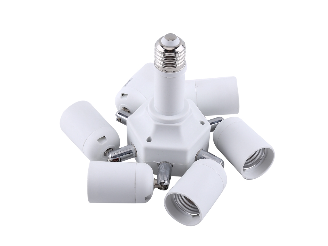 MEOIRUERY Adaptador Lámpara E27 Ajustable 7 en 1, Portalámparas Divisor de Enchufe Base E27