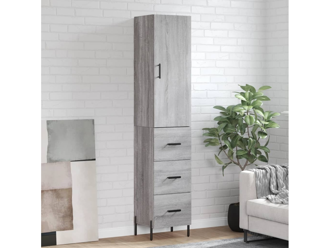 Aparador Alto Madera Contrachapada Gris Sonoma 34,5x34x180 Cm