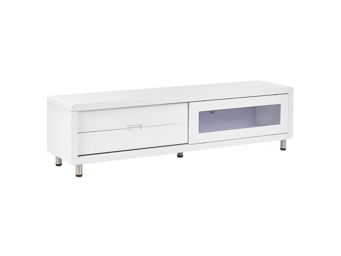 Mueble TV BELIANI Pemborke de MDF, Vidrio Blanco 158x39x43