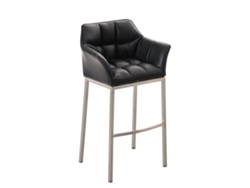 DUDECOR Taburete Alto Damaso 4 Piel Sintética Cromado Negro