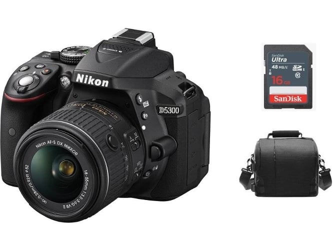 Kit Cámara Réflex NIKON KIT D5300 AF-P 18-55MM F3.5-5.6G VR + Bolsa + 16GB SD