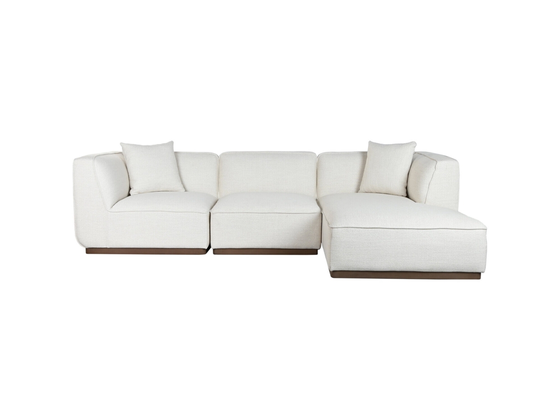 Sofa Madera De Hevea Poliester Crema 279x171x72cm
