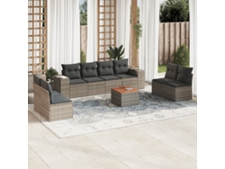 Conjunto de sofá de jardín de 9 piezas con cojines de mimbre gris de DKD Home Decor