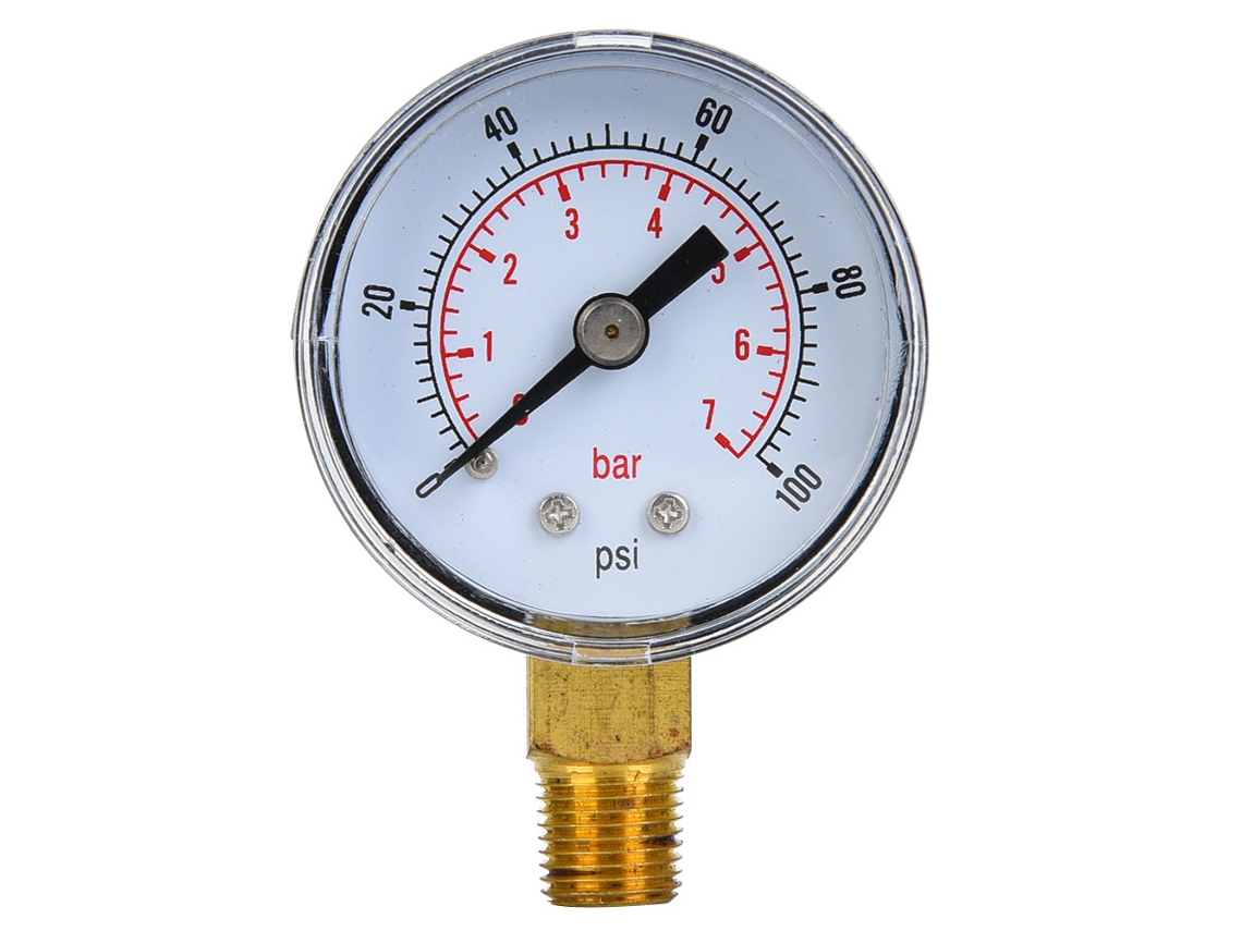 Manómetro De Presión Mecánico 1/8" Bspt Conexión Inferior Para Aire Aceite Agua 0-100psi 0-7bar