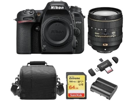 Kit Cámara Réflex NIKON D7500 + AF-S DX 16-80MM F2.8-4E ED VR + Tarjeta SD de 64GB + Funda de cámara + bateria EN-EL15A + Lector de Tarjeta de memó...