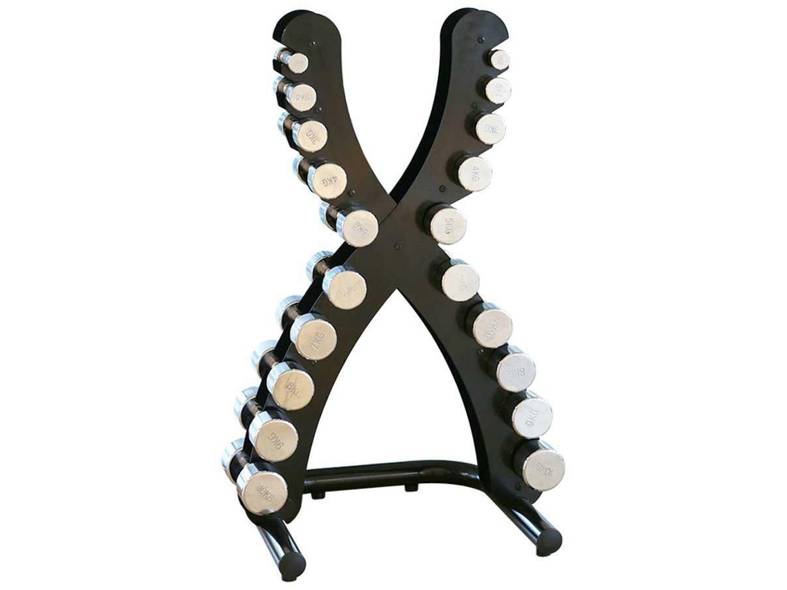 Dumbbells SOFTEE 1-10 kg Chromed Set And Rack