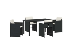 Conjunto De Comedor De Jardín 5 Uds | Mueble De Jardín Negro Ratán Sintético