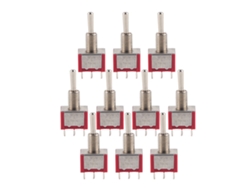 10 Interruptores De Palanca Momentáneos De 3 Posiciones On-off-on Dpdt De 6 Pines Y 6 Mm, 2 A/250 Vca Y 5 A/125 Vca.