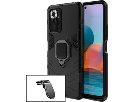 Kit Carcasa y Soporte Magnético para Auto Xiaomi Redmi Note 10 Pro PHONECARE Military Defender Negro