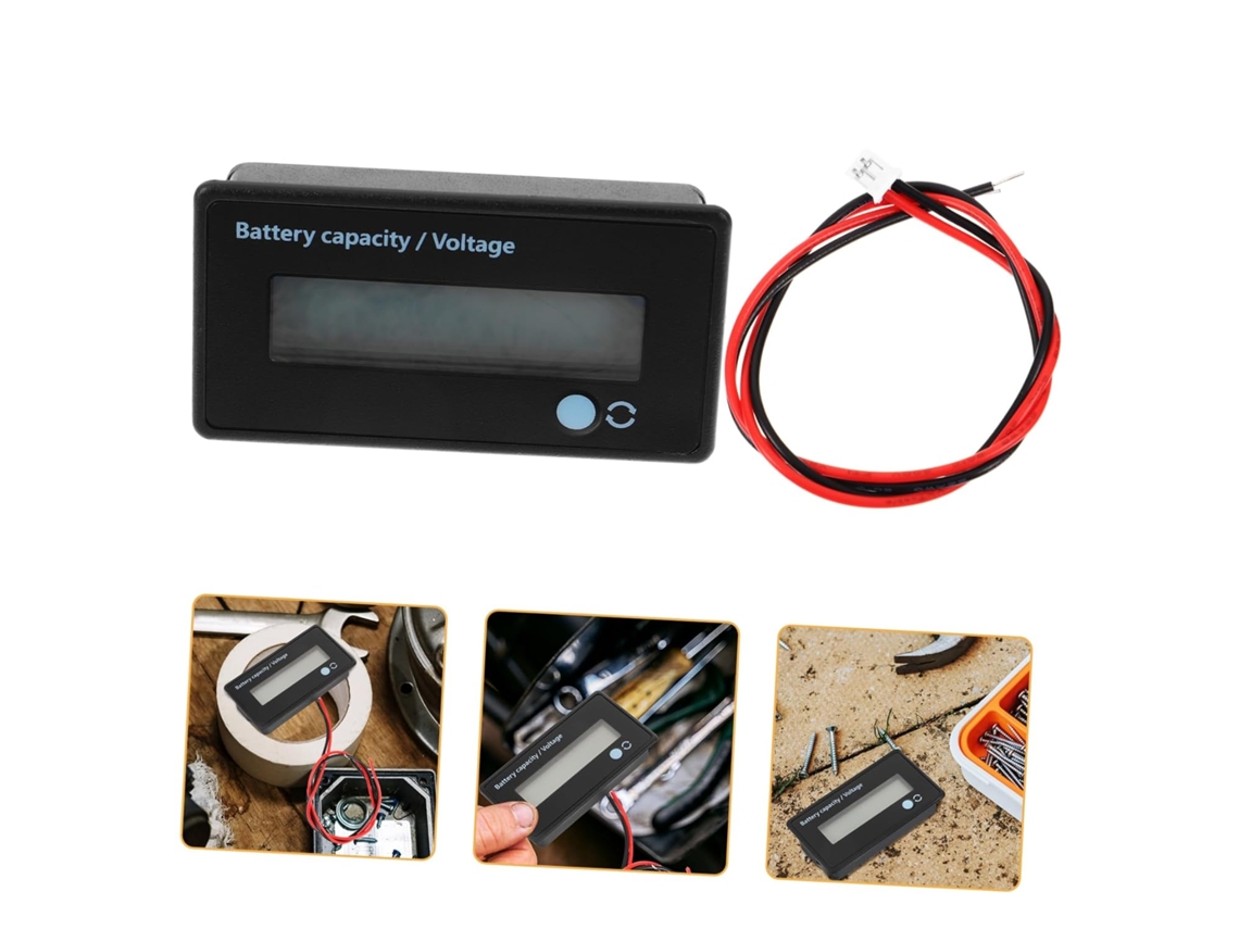 Probador De Capacidad De Batería Retroiluminado De 3 Piezas Con Voltímetro Lcd Y Pantalla