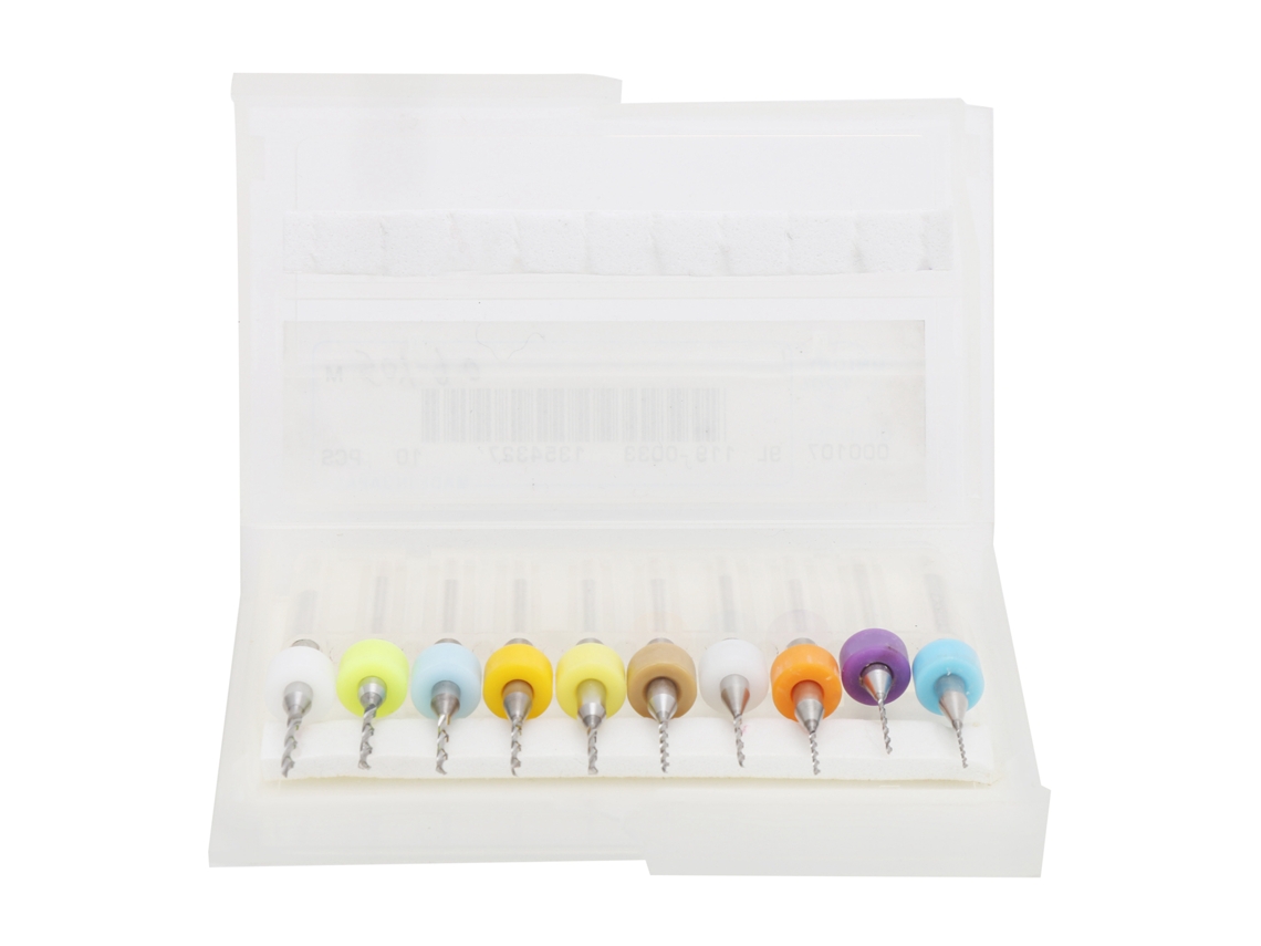 10 brocas de carburo sólido micro de 0,6-1,5 mm para perforación fina de placas de circuitos impresos.