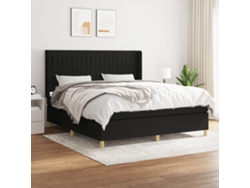 Cama Box Spring Con Colchón Tela Negro 180x200 Cm