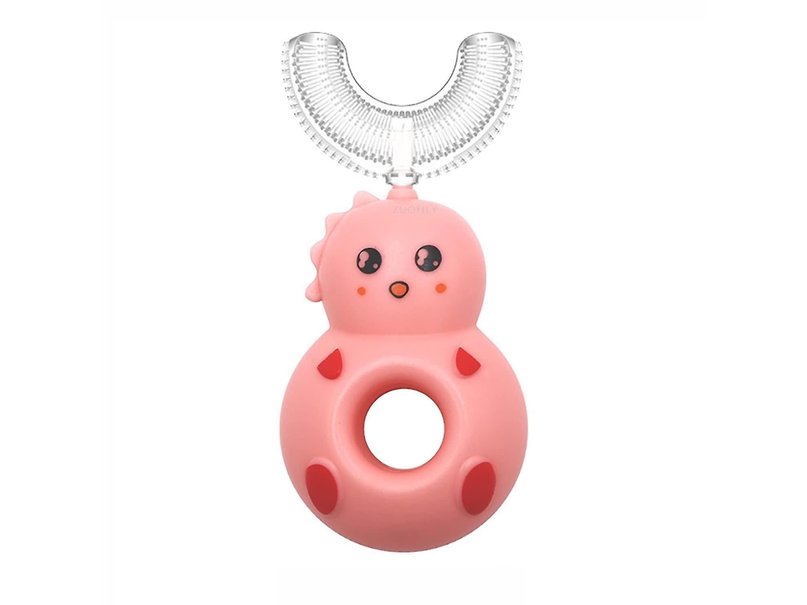 Cepillo de dientes infantil GOKOCO en forma de U, cepillo de entrenamiento manual de silicona, limpieza completa de 7,6 cm (3") y 60°.