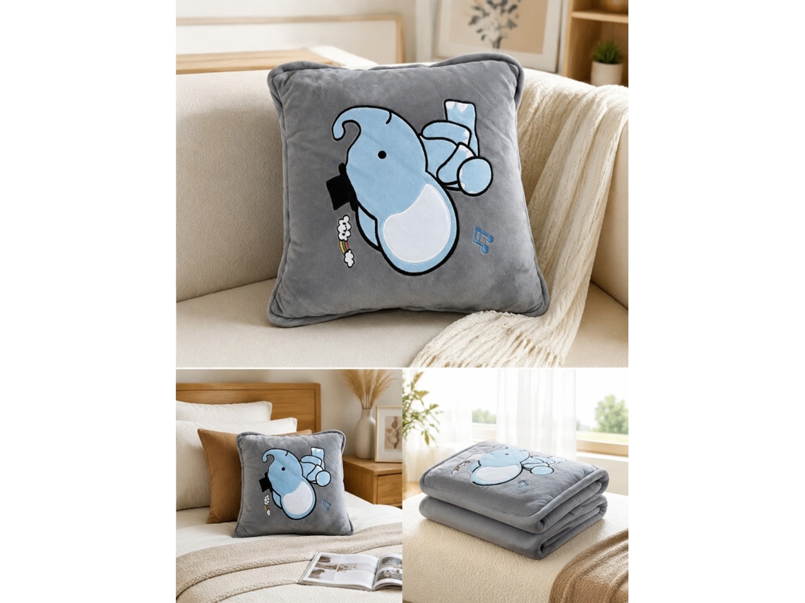 Almohada Manta Elefante Gris Claro Peluche Confort 38x38cm