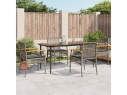 Conjunto de comedor de jardín DKD Home Decor de 5 piezas con cojines, ratán gris