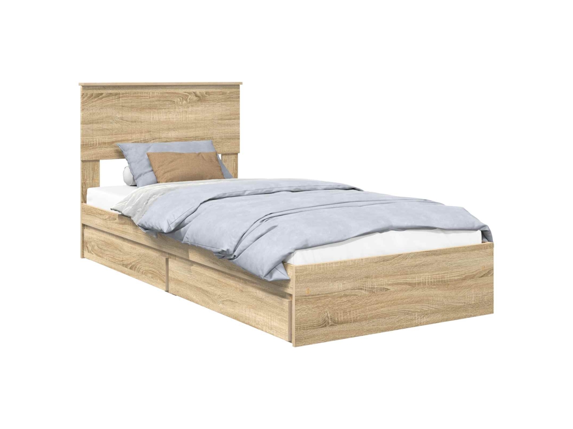 Maison Exclusive - Cama Con Almacenamiento Con Cabecera Roble Sonoma 90 X 200 Cm