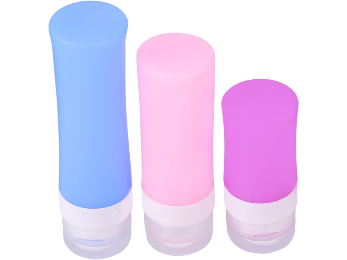 Nuobesty Frascos De Viagem Em Silicone Macio, Com 3 Unidades, Embalagem Em Pvc Transparente, Frascos Para Cosméticos