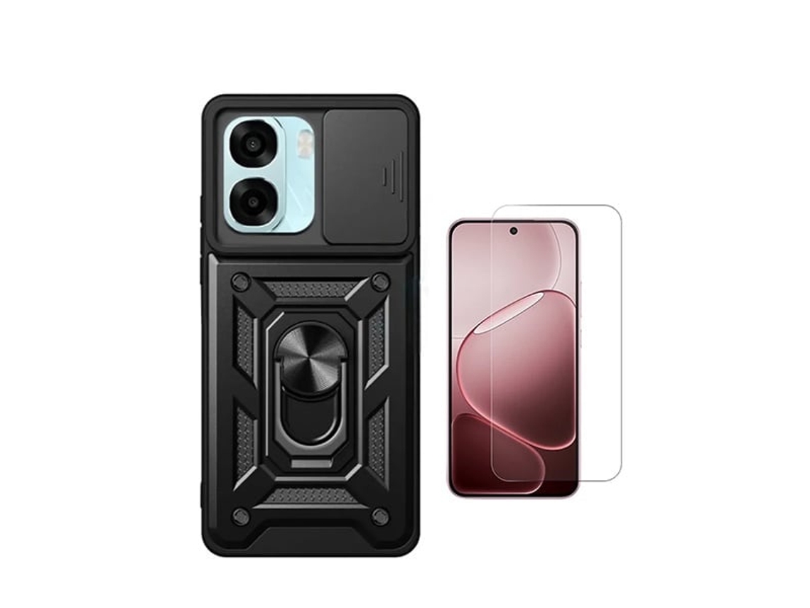 Kit De Cristal Templado Cleargorilasglass Funda De Protección De Ventana Militar Magnética Gift4me Para Oppo A6 4g - Negro