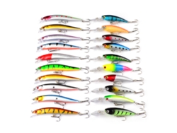 Kit De 20 Señuelos De Pesca Duros Con Anzuelos Triples Ojos 3d Lifelike Minnow Para Bass Peces De Mar