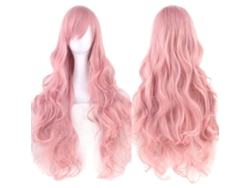 Peluca larga y rizada para cosplay de personajes de anime, 80cm (rosa) Gertiz