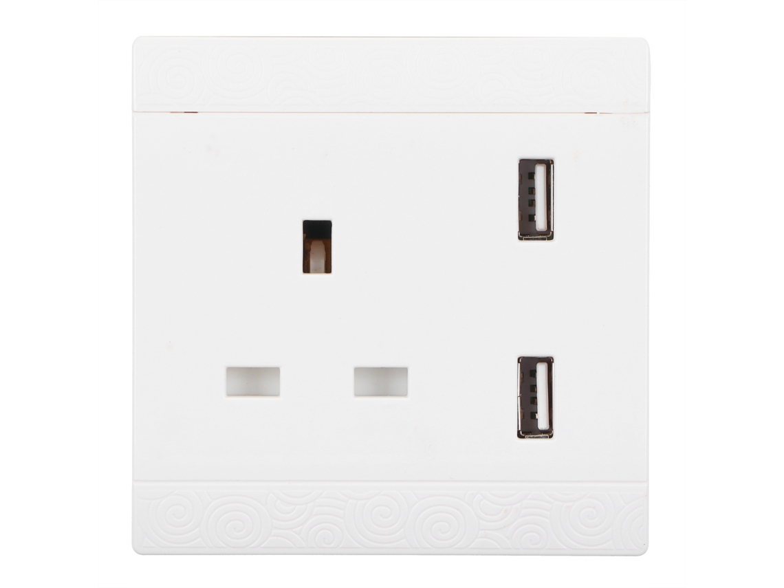 Enchufe De Pared Blanco Con Dos Puertos Usb, 13a, Para Mayor Seguridad En El Hogar/oficina.