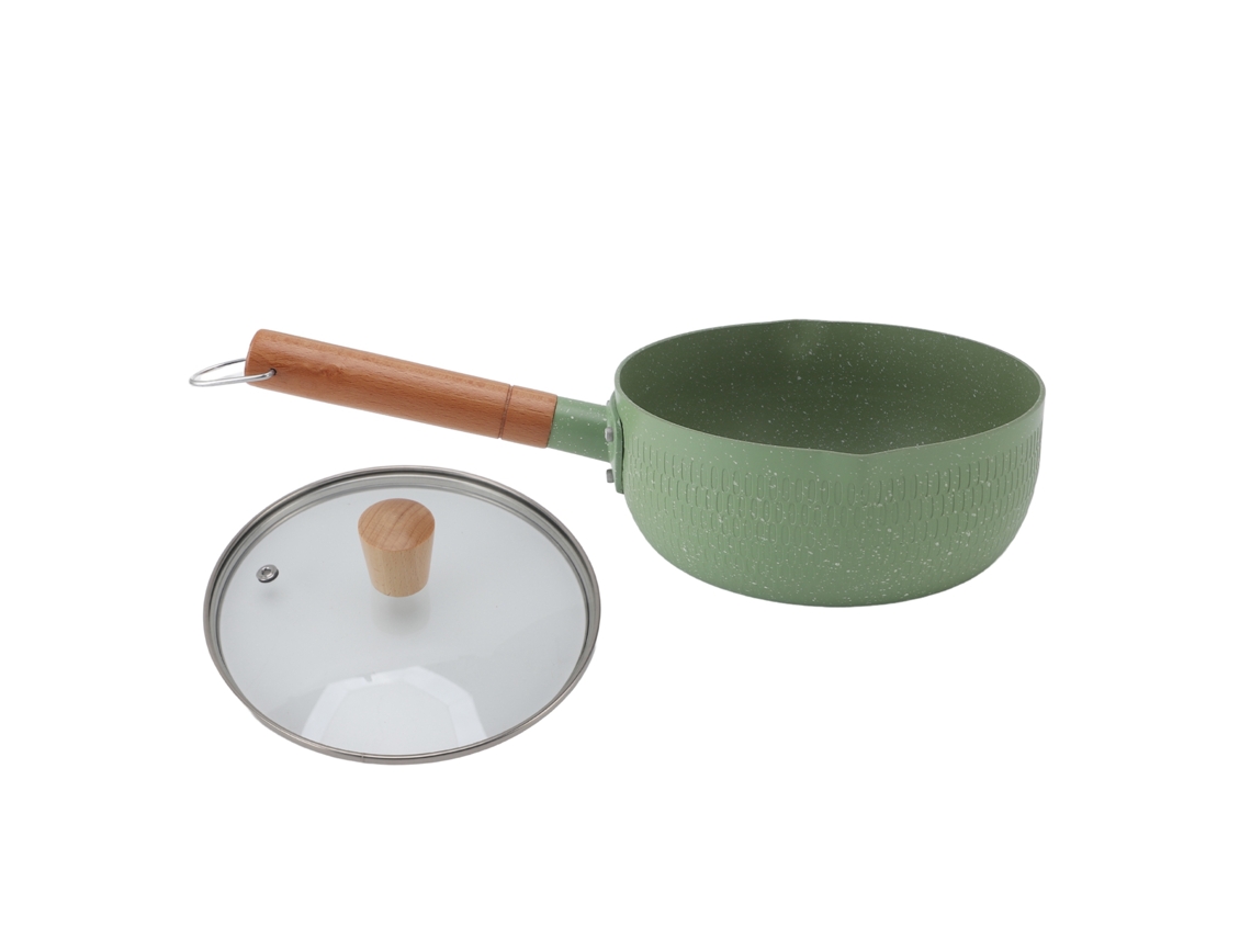 Jarra Para Leche Con Tapa, Aleación De Aluminio, Mango De Madera Antiadherente Para Cocina.