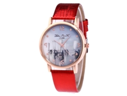 Reloj De Moda Zhoulianfa Unisex Cuarzo Con Correa De Cuero Rojo