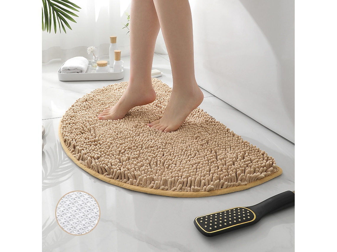 Alfombra de Baño LUUCOZK Antideslizantes Decoración Baño Secado Rápido Absorbentesparte Inferior Poliéster Beige (50x80cm)