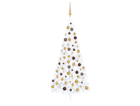Medio árbol de Navidad VIDAXL con luces y bolas blanco (240 cm)
