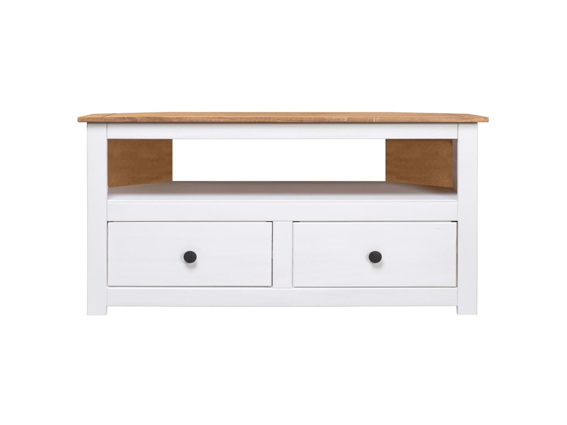 Mueble Esquinero Tv Madera Pino Estilo Panamá Blanco 93x49x49cm