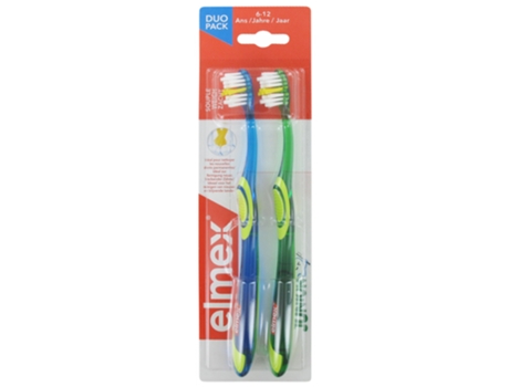 Cepillo de Dientes Junior Suaves Duo Pack 6-12 Años Color: Verde Y Azul ELMEX
