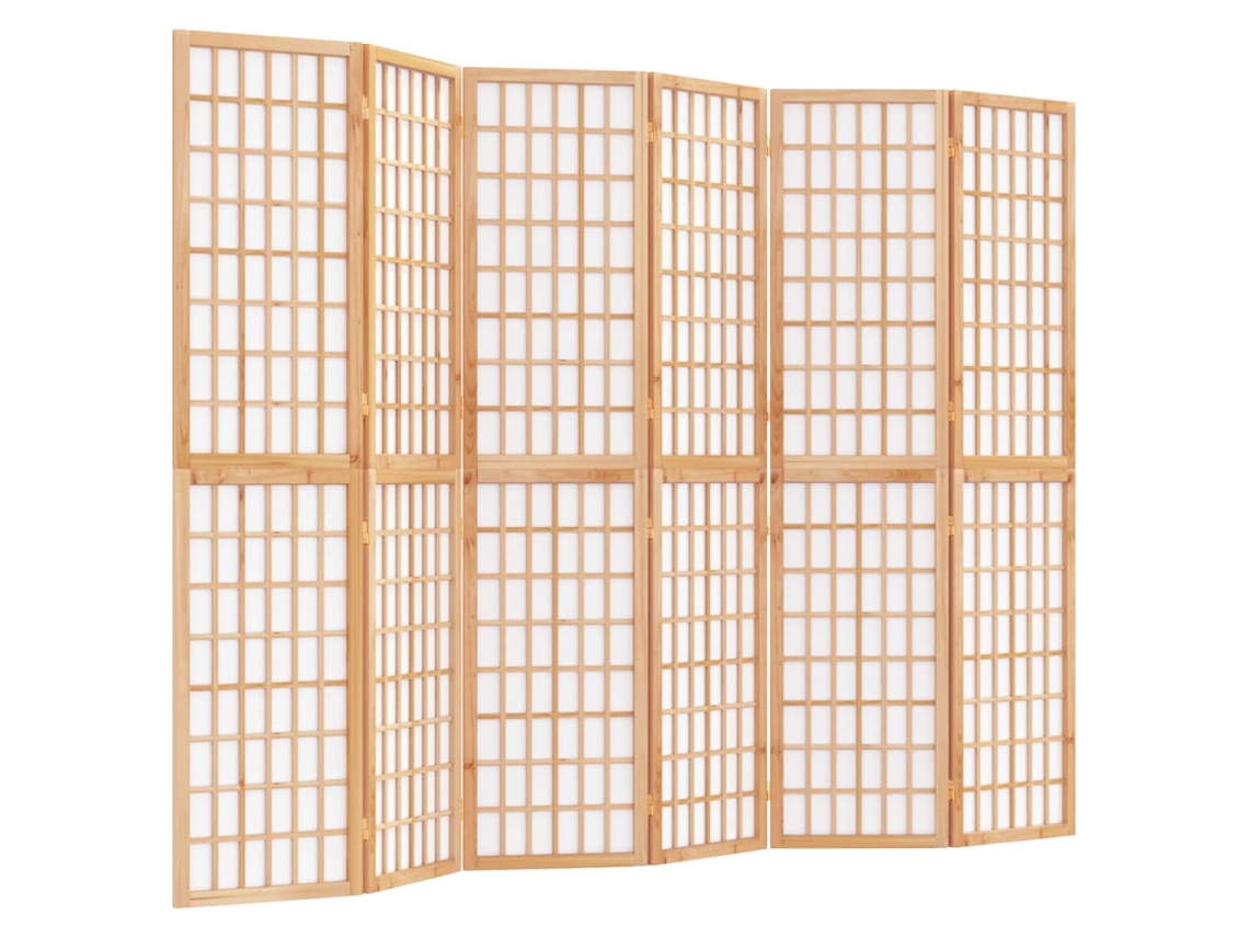 Biombo plegable, 6 paneles, 240 x 170 cm, papel de arroz y madera, Dec031184