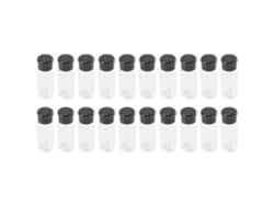 20pcs/set Frascos Condimentos 100ml Negro Transparente Plastico Tapa Giratoria 3.7x10cm
